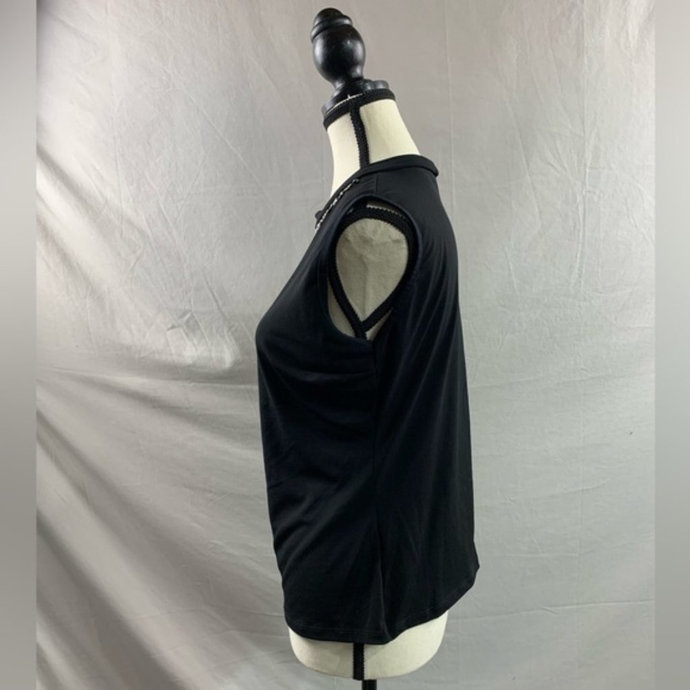 Black Sleeveless Rhinestone Blouse - Picture 3 of 8